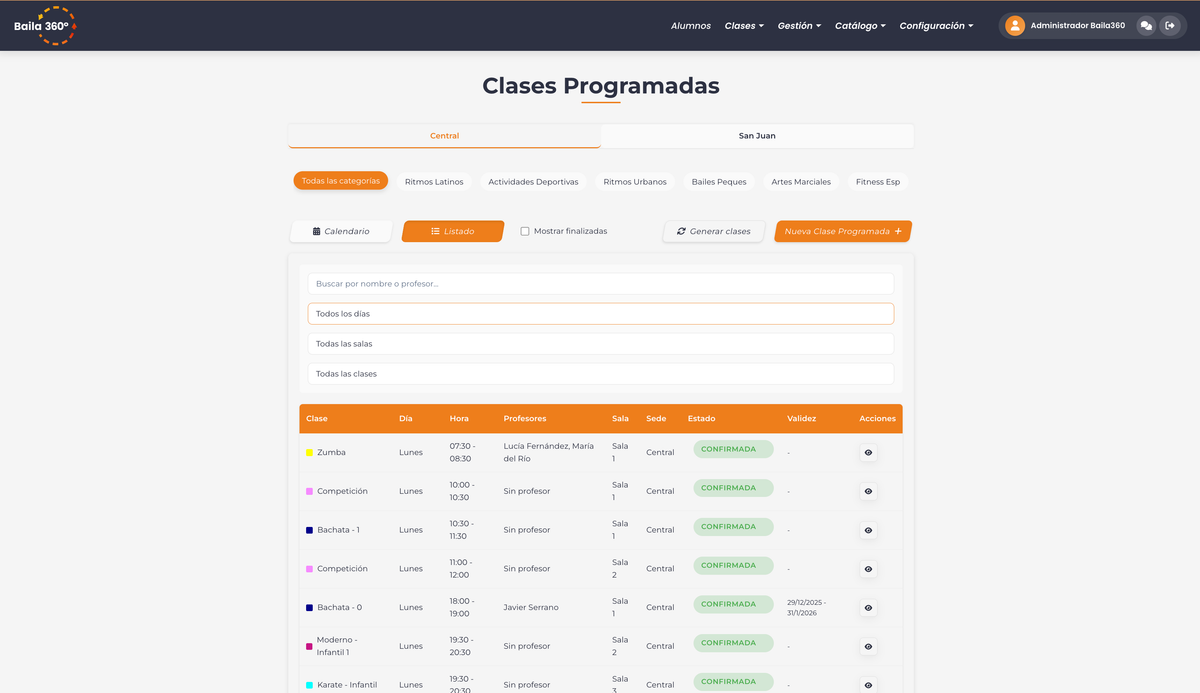 Automatic weekly class scheduling